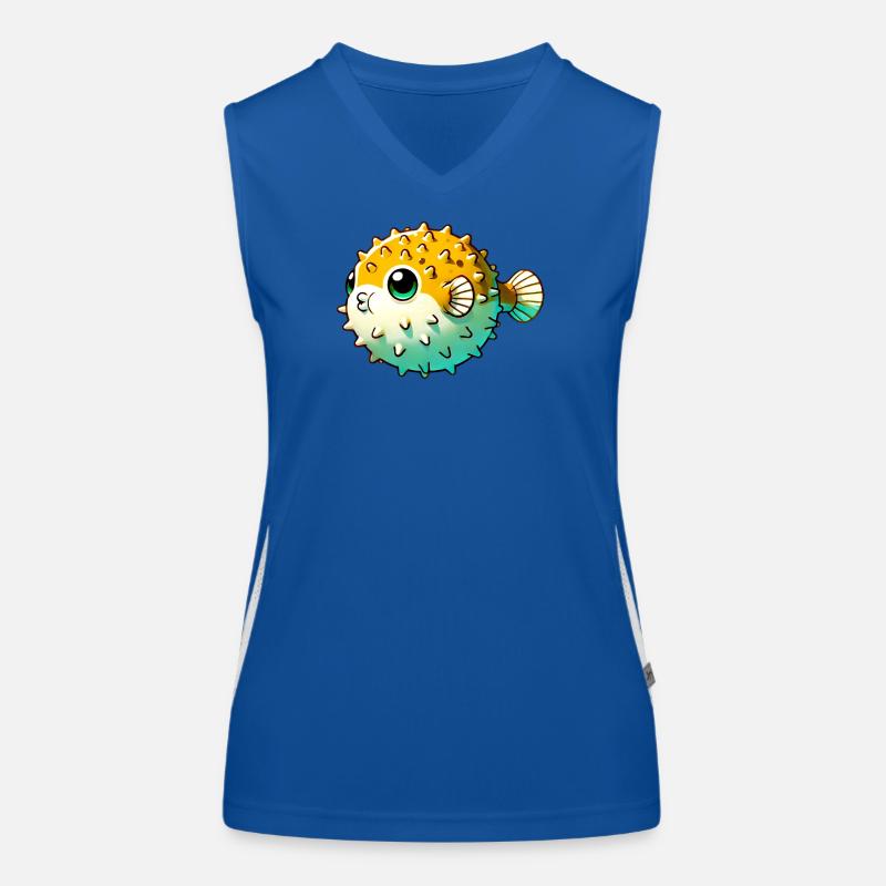 Kugelfisch Funktionelles Kontrast-Tank Top für Frauen
