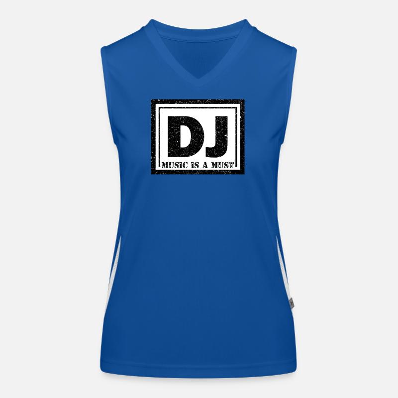 DJ Logo mit Schriftzug und Textur Funktionelles Kontrast-Tank Top für Frauen