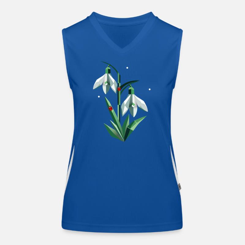 Zwei Schneeglöckchen mit Marienkäfern Funktionelles Kontrast-Tank Top für Frauen