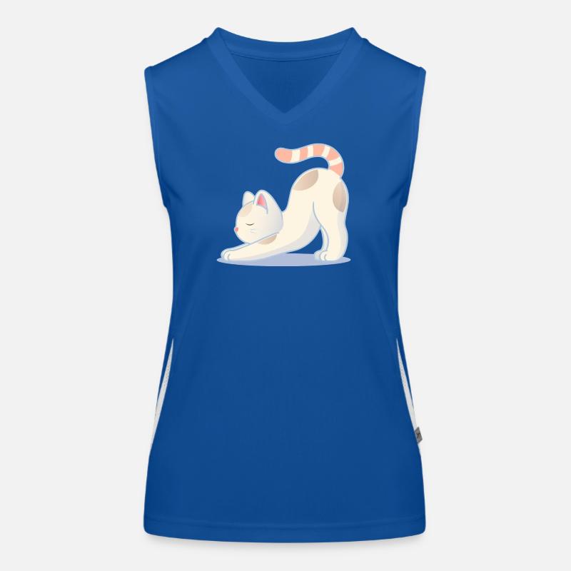 Eine Katze in einer dehnenden Yoga-Pose Funktionelles Kontrast-Tank Top für Frauen