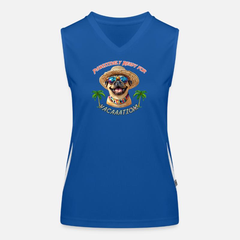 Mops im Sommerlook: Pawsitively Ready Funktionelles Kontrast-Tank Top für Frauen