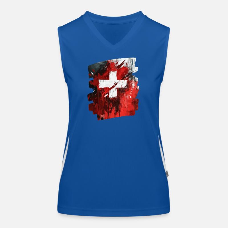 Schweizer Flagge Schweiz Funktionelles Kontrast-Tank Top für Frauen