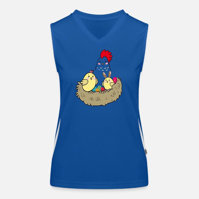 Happy Easter chicks in the nest Women's Functional Contrast Tank Top
