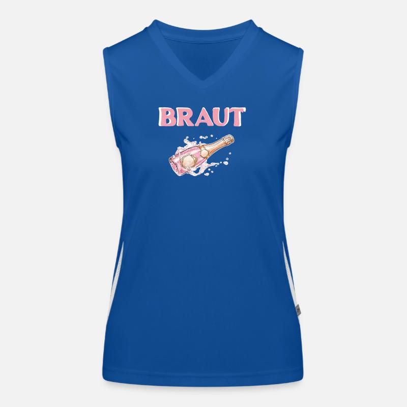 Team Braut-Champagnerflasche! Personalisierbar Funktionelles Kontrast-Tank Top für Frauen