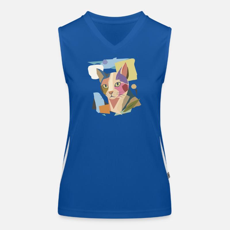 Chat abstrait dans le design moderne de bloc de couleur Débardeur respirant contrasté Femme
