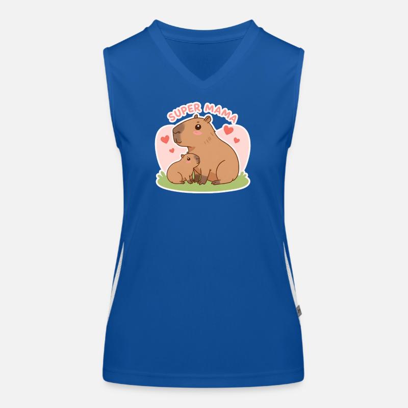 Super mama Capybara - Women's Functional Contrast Tank Top - royal/white