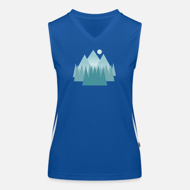 Astral mountain landscape in blue tones Women's Functional Contrast Tank Top