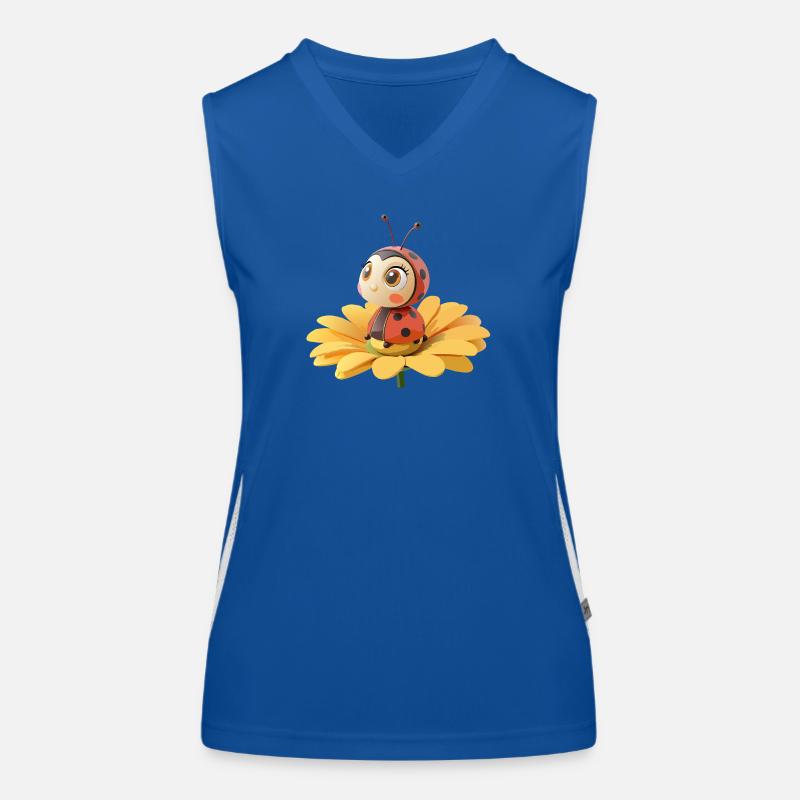 Cute ladybug on a flower Women's Functional Contrast Tank Top