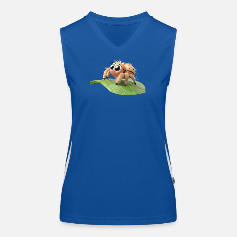 Curious little philippus spider on a leaf Women's Functional Contrast Tank Top
