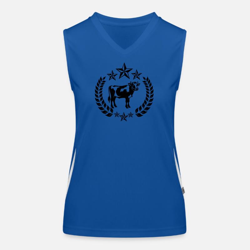 Kuh im Lorbeerkranz mit Sternen Funktionelles Kontrast-Tank Top für Frauen