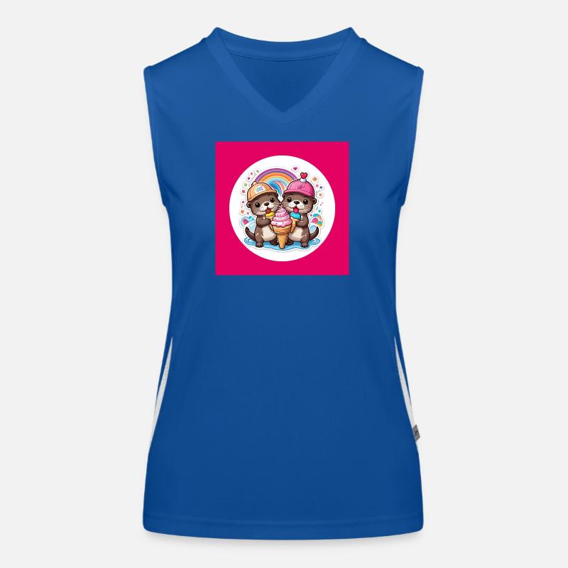 Zwei Otter mit bunter Eistüte Funktionelles Kontrast-Tank Top für Frauen