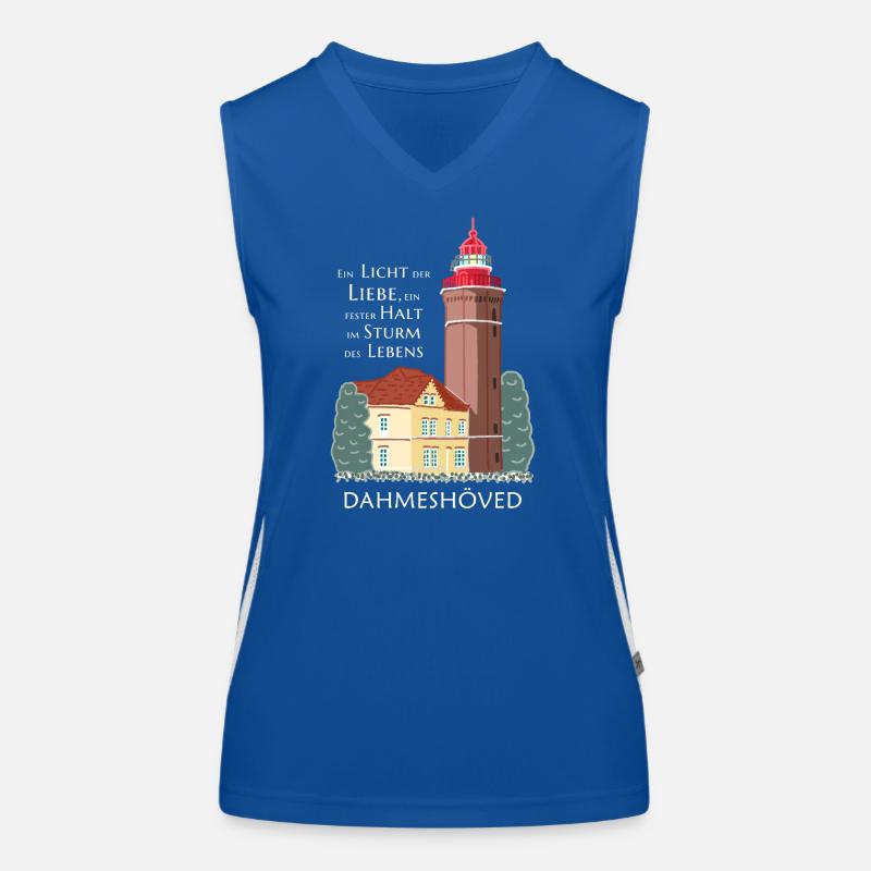 Dahme, hand drawing of old lighthouse, Dahmeshöved Women's Functional Contrast Tank Top