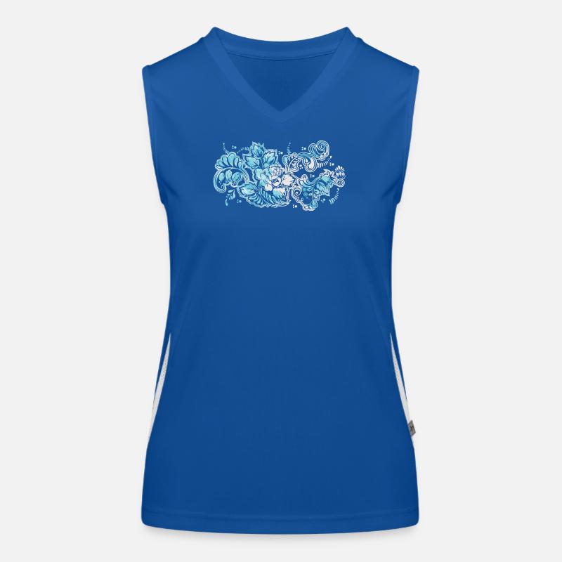 Blue Flower Pattern Women's Functional Contrast Tank Top