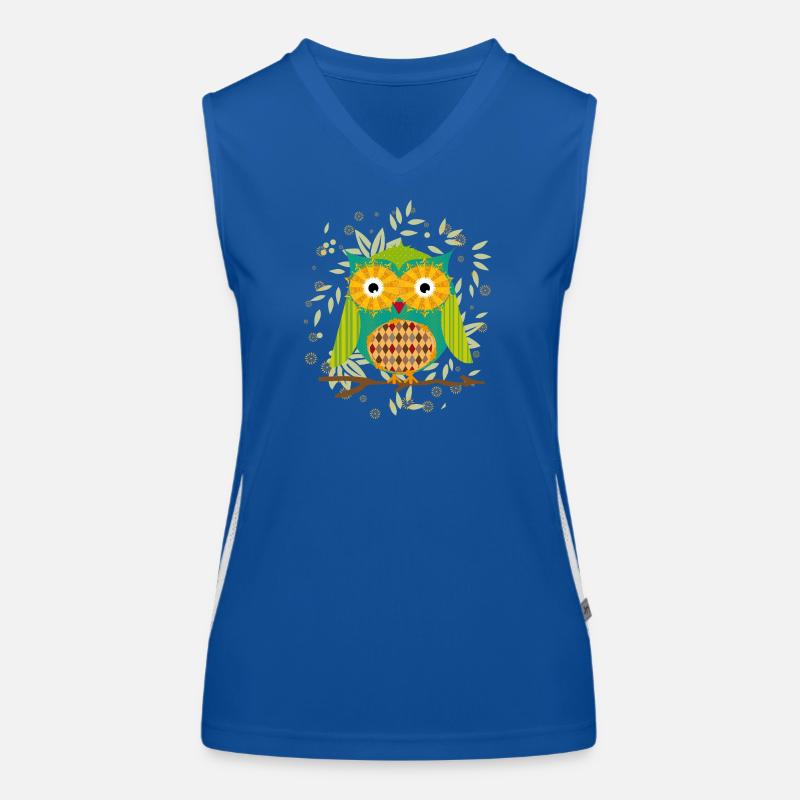 Hibou astucieusement conçu avec motif patchwork Débardeur respirant contrasté Femme