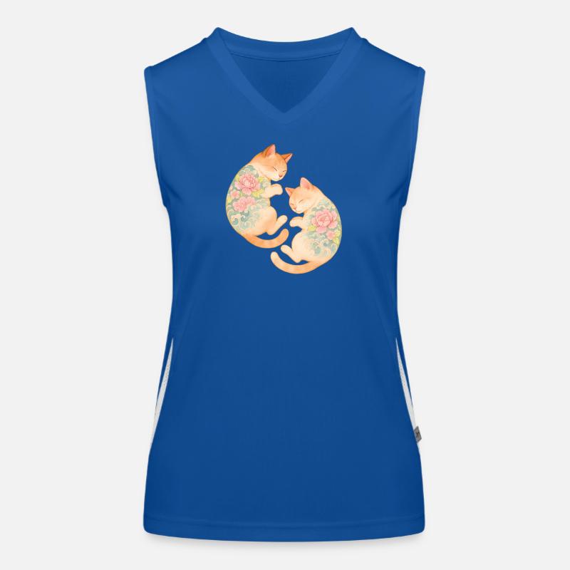 Twin Inked Cats – Floating Serenity Women's Functional Contrast Tank Top