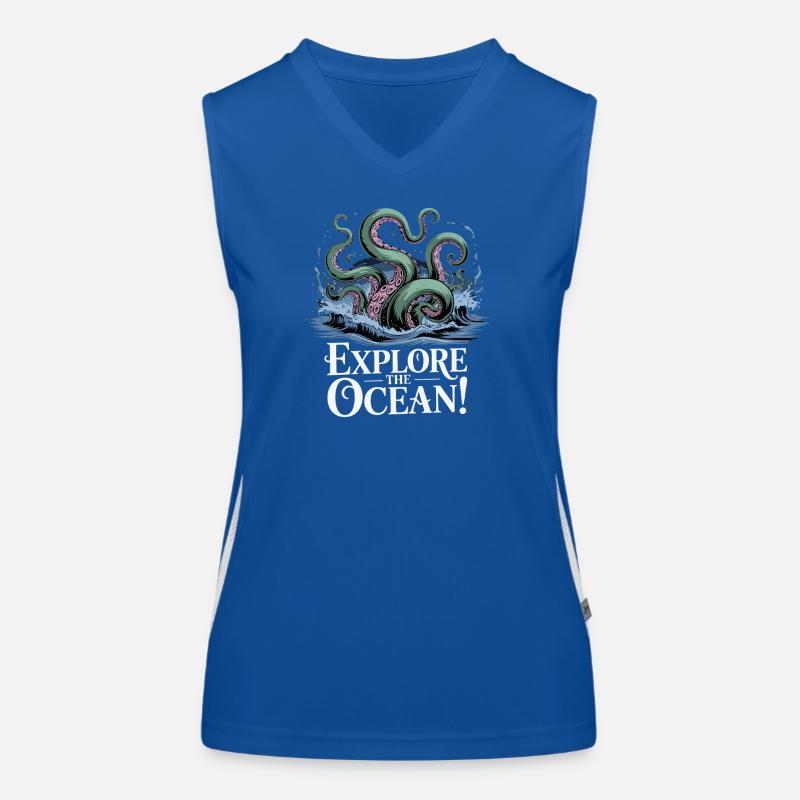 Oceanic Octopus Adventure Design Women's Functional Contrast Tank Top