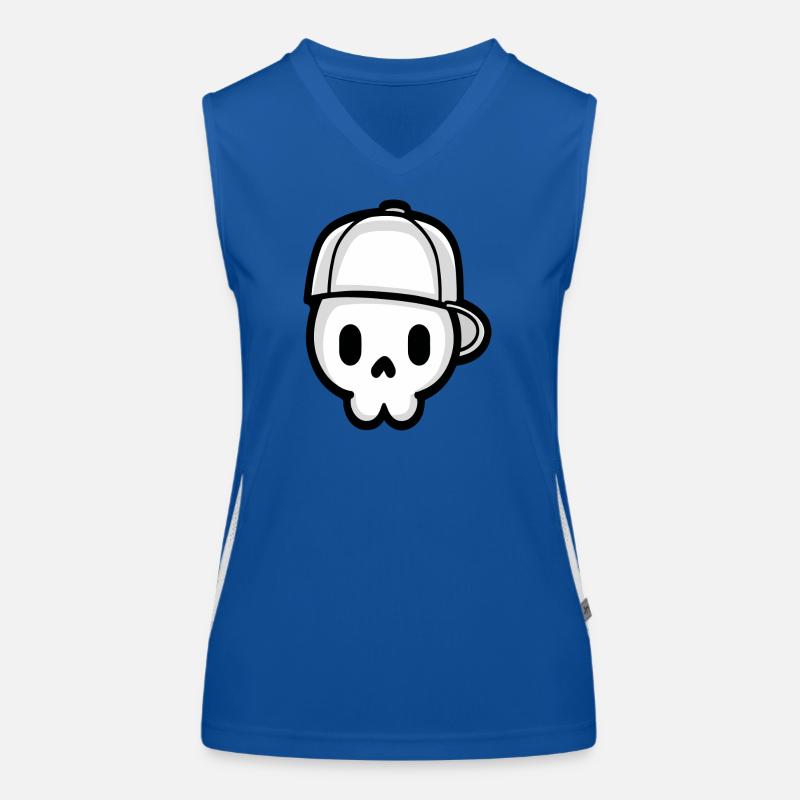 Verspielter Schädel mit Kappe Illustration Funktionelles Kontrast-Tank Top für Frauen