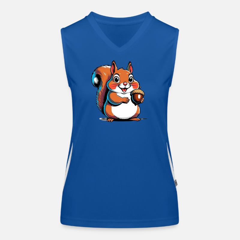 Niedlicher Eichhörnchen Druck mit Eichel Funktionelles Kontrast-Tank Top für Frauen