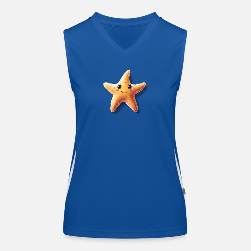 Cute starfish with laughter Women's Functional Contrast Tank Top