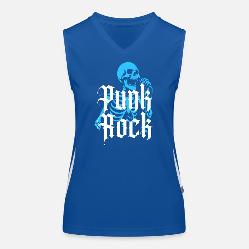 Lebendiges Skelett mit Gothic-Punk-Rock-Text Funktionelles Kontrast-Tank Top für Frauen
