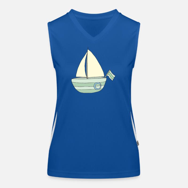Playful sailboat pattern Women's Functional Contrast Tank Top