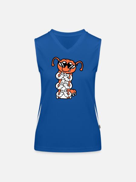 Raupe Mittelfinger Beleidigung Sonnenbrille Cool - Funktionelles Kontrast-Tank Top für Frauen - Royal/Weiß - Vorne