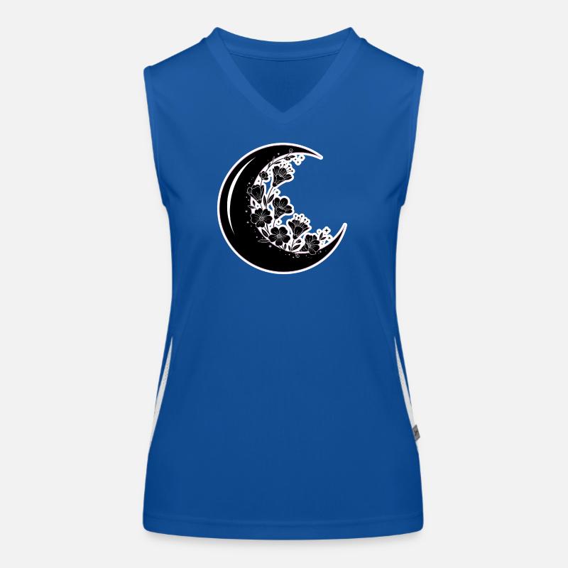Blumen Mondphase Illustration Funktionelles Kontrast-Tank Top für Frauen