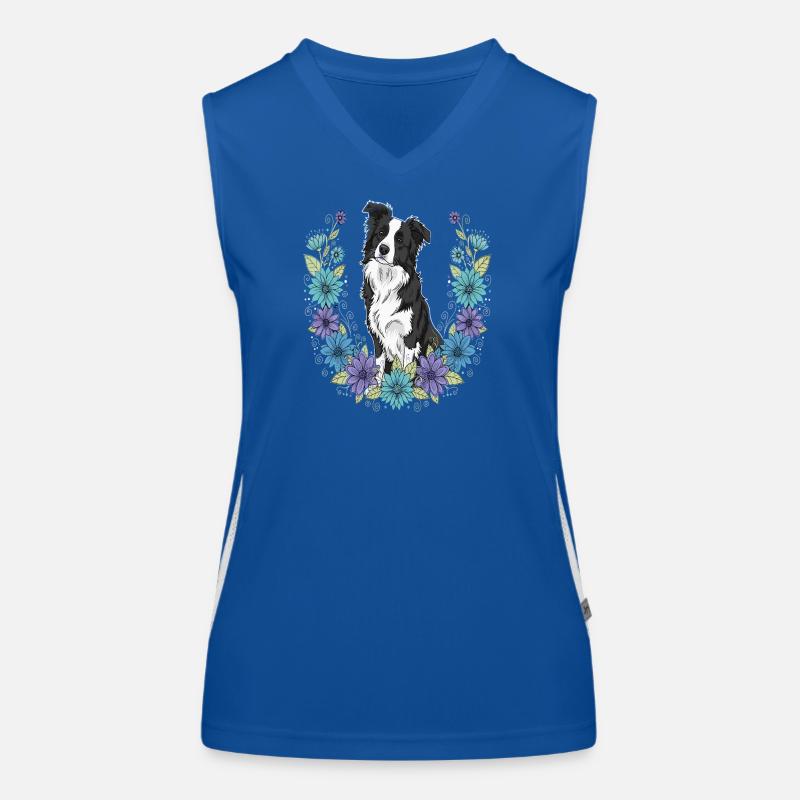 Border Collie Blumen Funktionelles Kontrast-Tank Top für Frauen