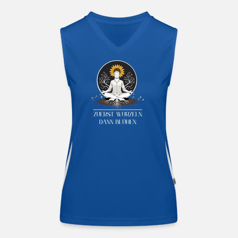 Meditationsbaum mit Sonnenkrone Funktionelles Kontrast-Tank Top für Frauen