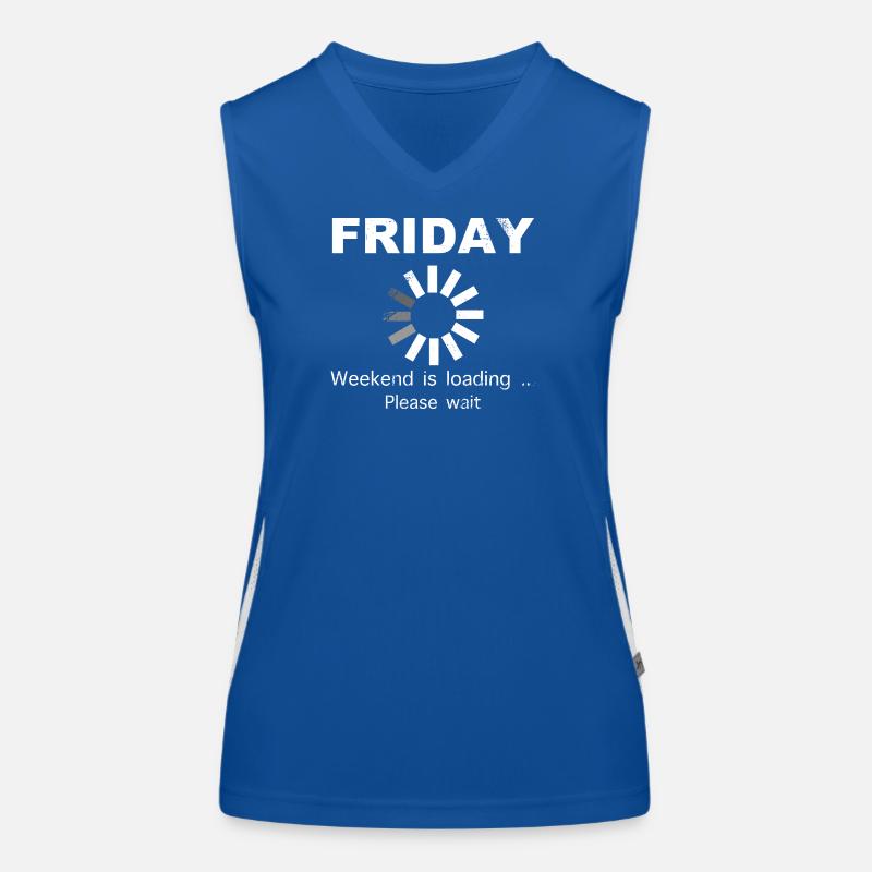 Friday Weekend Loading Saying Women's Functional Contrast Tank Top