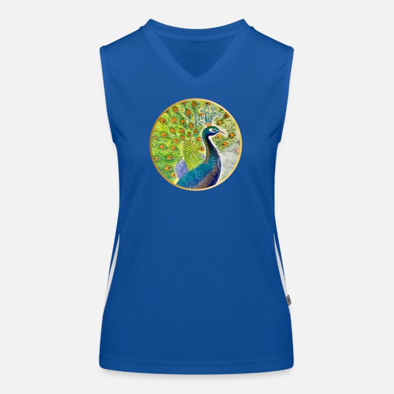 Prächtiger Pfau mit Krone Funktionelles Kontrast-Tank Top für Frauen
