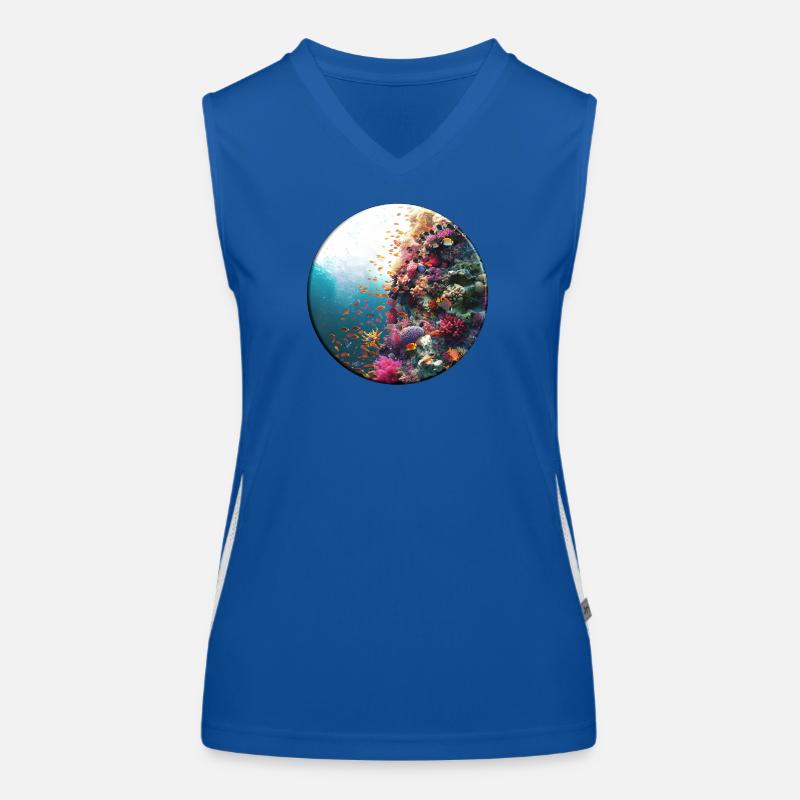 Versatile coral reef underwater design Women's Functional Contrast Tank Top