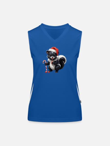 Moufette de Noël sucrée avec canne - Débardeur respirant contrasté Femme - bleu/blanc - Devant
