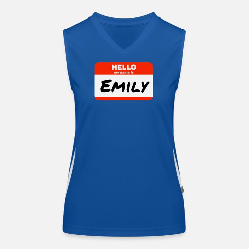 Hello My Name Is Emily Label Name Tag Women's Functional Contrast Tank Top