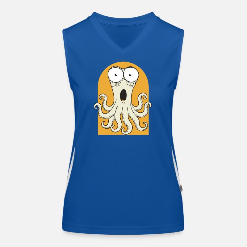 Surprised octopus on orange Women's Functional Contrast Tank Top