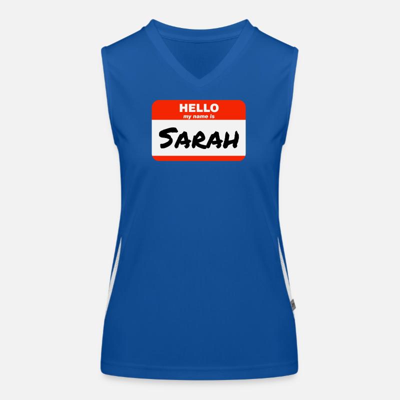 Hello My Name Is Sarah Label Name Tag Women's Functional Contrast Tank Top