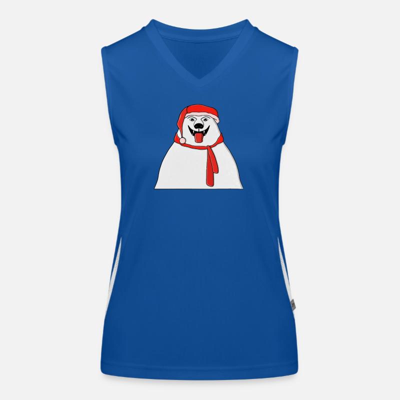 Festlicher Eisbär Weihnachtsmann Illustration Funktionelles Kontrast-Tank Top für Frauen