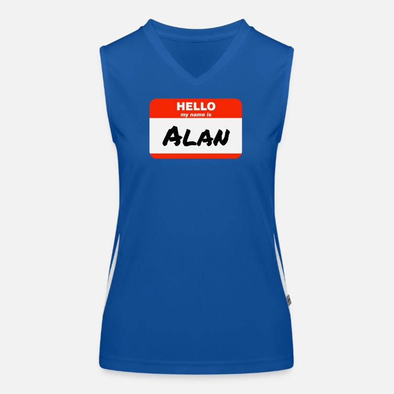 Hello My Name Is Alan Etikett Namensschild Funktionelles Kontrast-Tank Top für Frauen