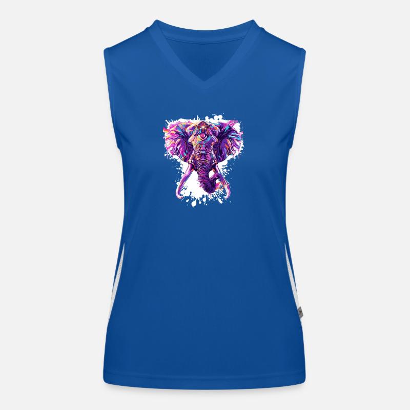 Bunter Elefantenkopf Neon-Splash Funktionelles Kontrast-Tank Top für Frauen