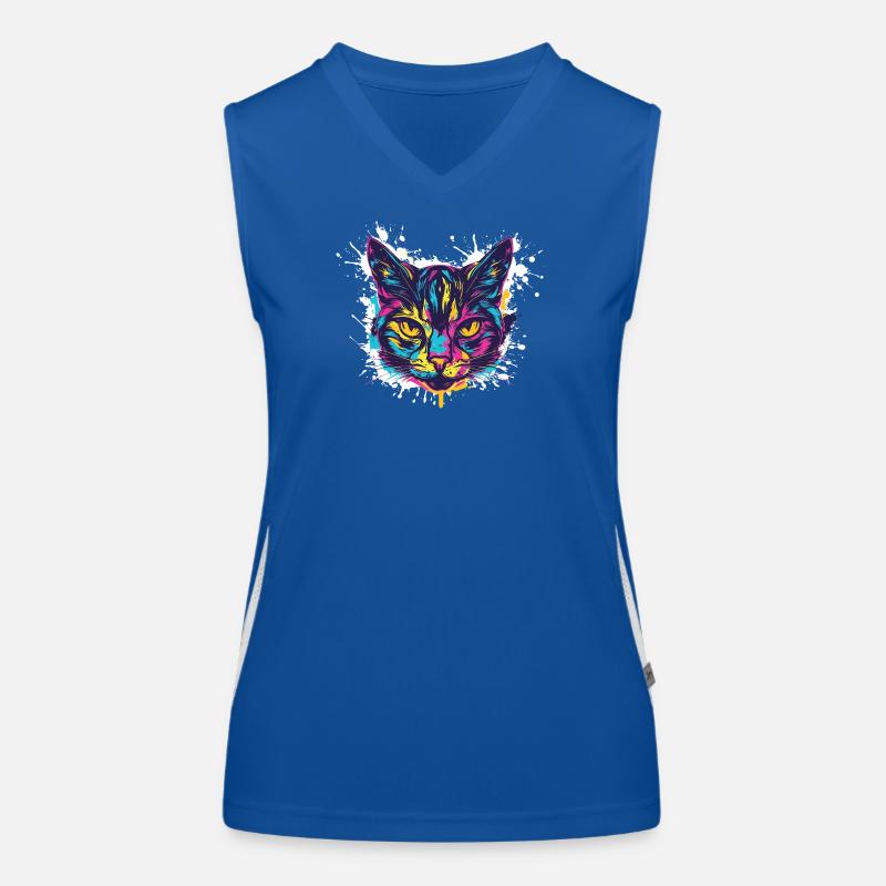 Cat Splatter Paint Blobs Women's Functional Contrast Tank Top