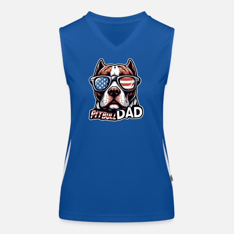 Pitbull Dad Glasses USA Women's Functional Contrast Tank Top