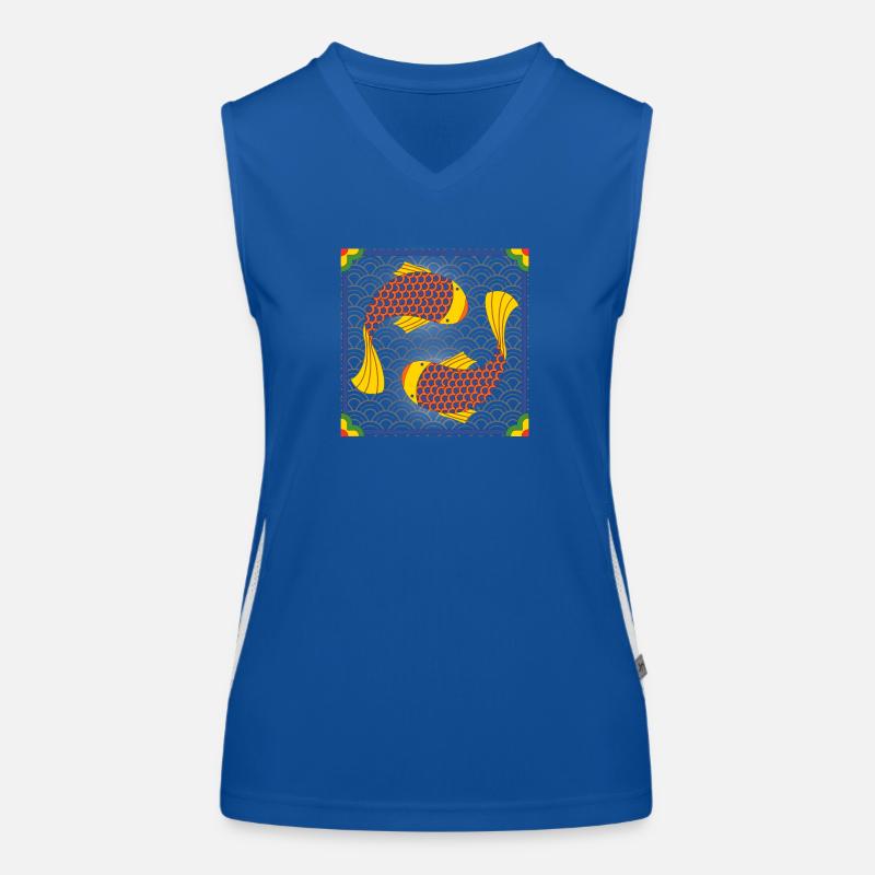 Motif de poisson koi coréen Débardeur respirant contrasté Femme