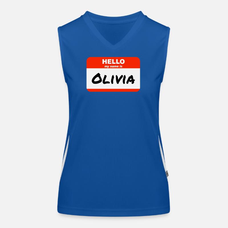 Hello My Name Is Olivia Label Name Tag Women's Functional Contrast Tank Top