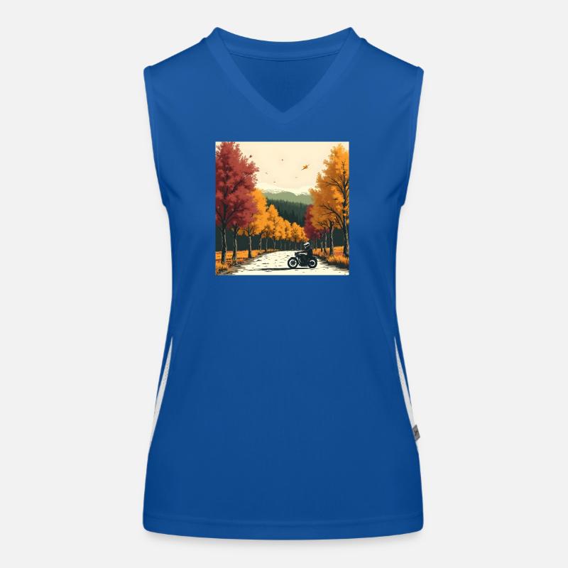 Rangée d’arbres à impression en bloc + vélo Débardeur respirant contrasté Femme