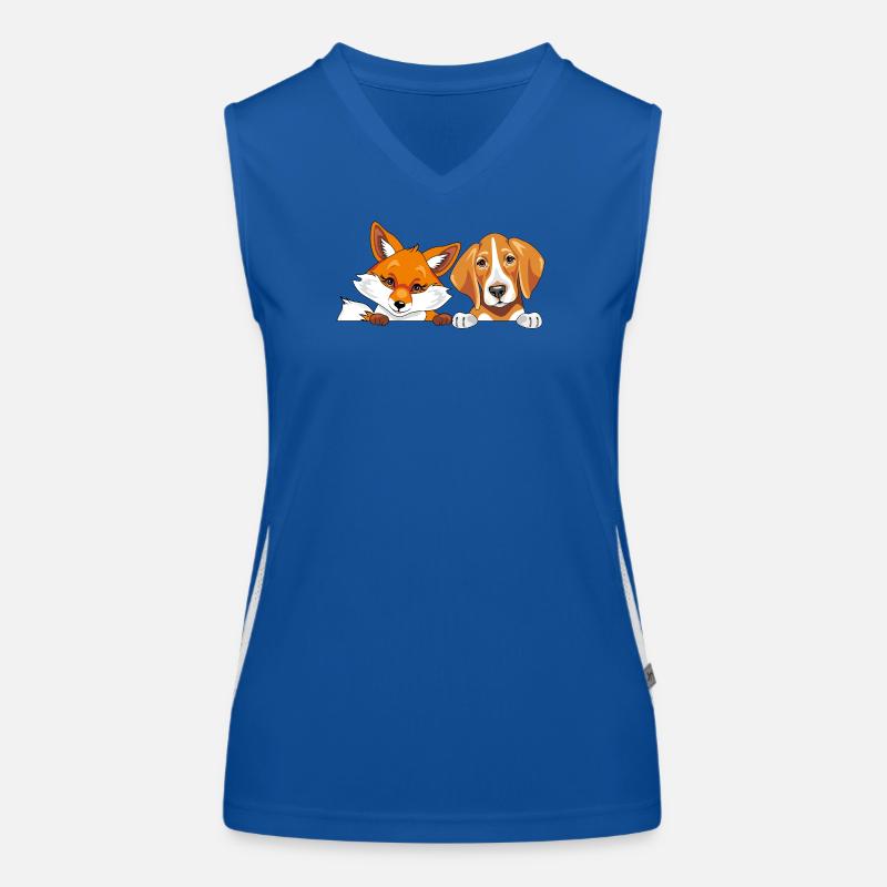 Der süße Fuchs und ein Foxhound-Hund sind beste Freunde Funktionelles Kontrast-Tank Top für Frauen