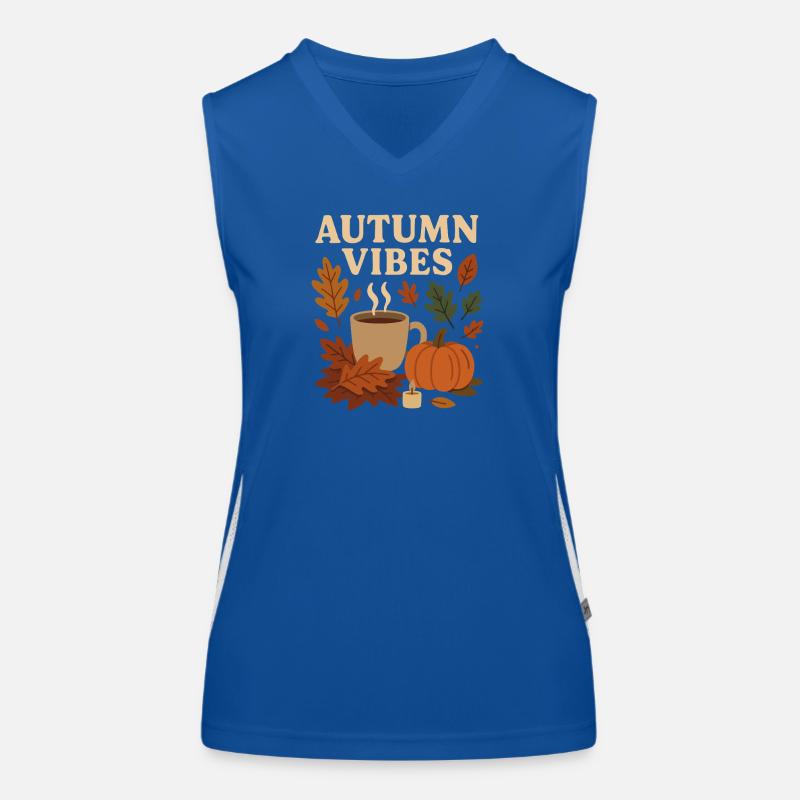 Fall Vibes: Coffee, Pumpkin & Leaves Women's Functional Contrast Tank Top