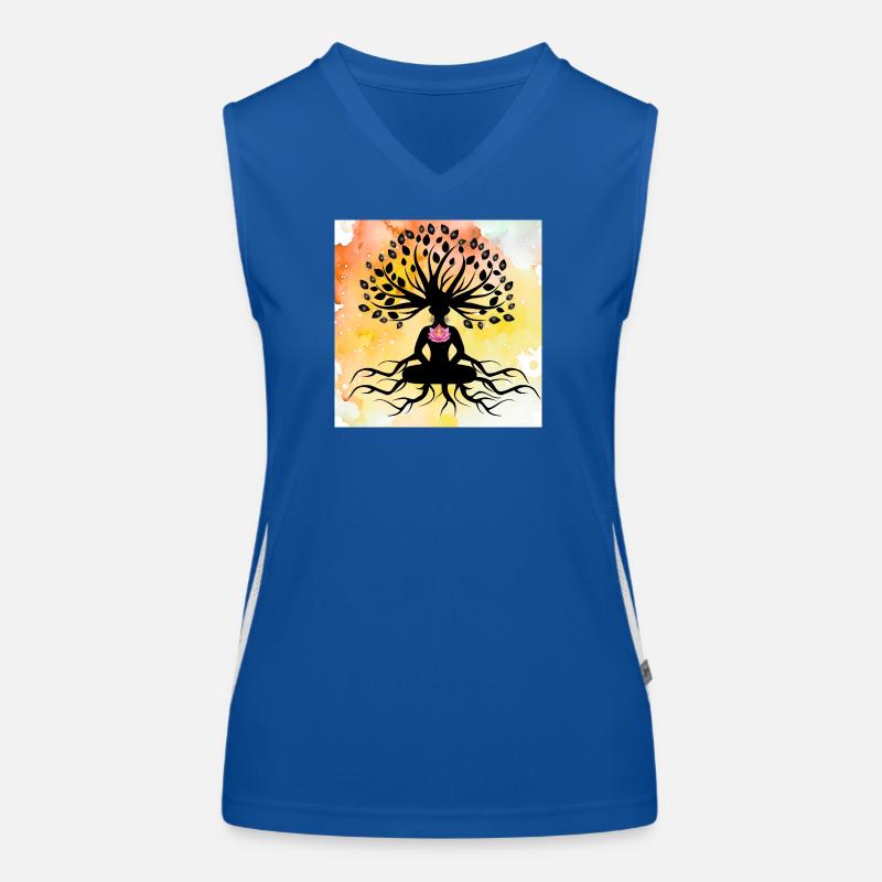 Lotus Buddha Baum des Lebens Funktionelles Kontrast-Tank Top für Frauen