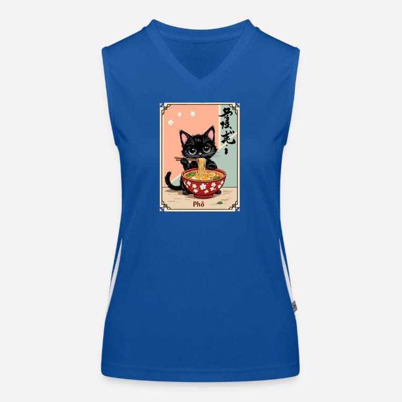 Kitten Pho Ramen Art Women's Functional Contrast Tank Top