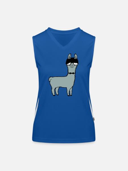 Lama Nerd Geek Hornbrille Fliege Lustig Alpaka Süß - Funktionelles Kontrast-Tank Top für Frauen - Royal/Weiß - Vorne