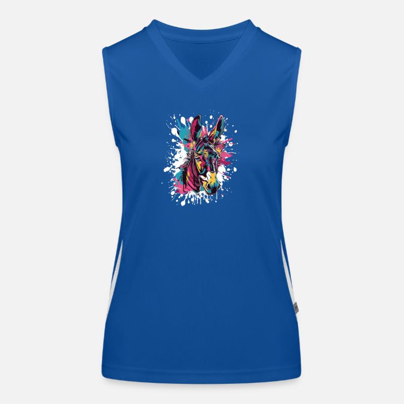 Colorful Zebra Head Splatter Women's Functional Contrast Tank Top